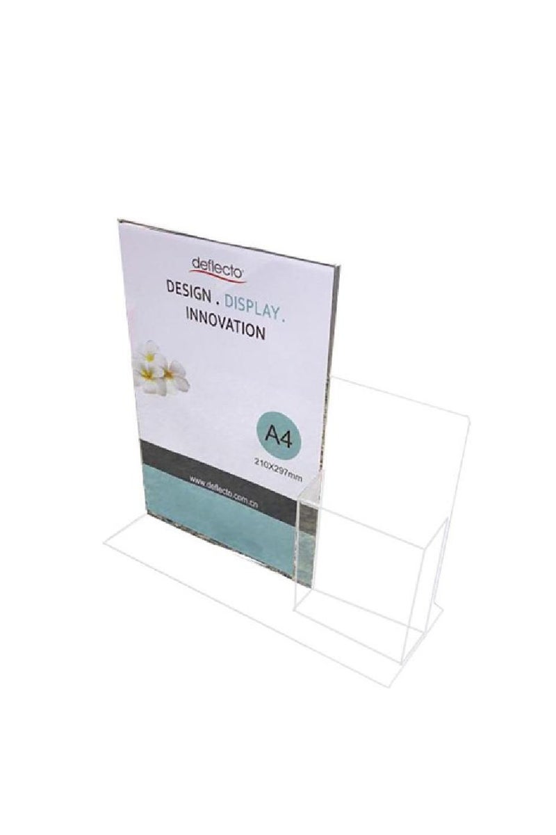 Deflecto Superior Image Stand-up Sign Holder (T-style) A4Table Top Acrylic Clear - Image 2