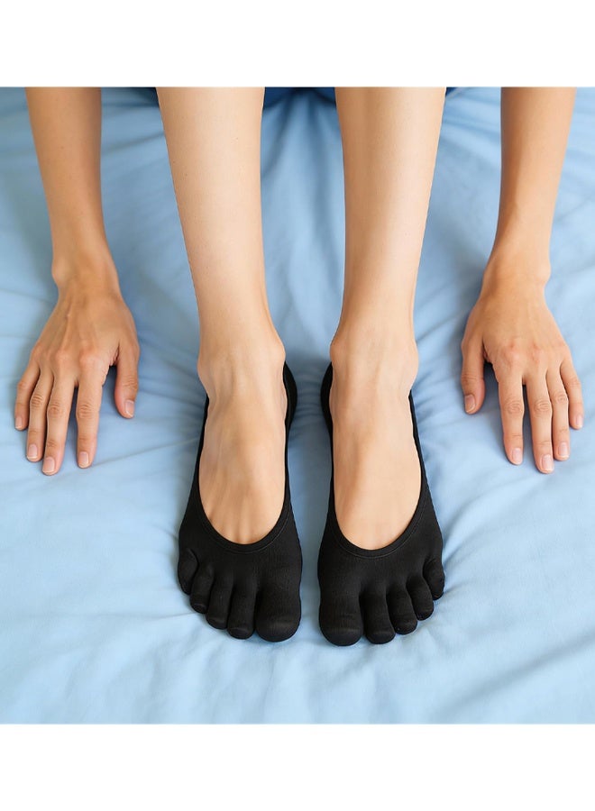 3 Pairs Toe Socks Women - No Show Toe Separator Socks For Women & Men, Five Fingers Running Socks, Liner Cotton Compression Toe Sox, Non-Slip For Sneaker Boat Shoes - Image 4