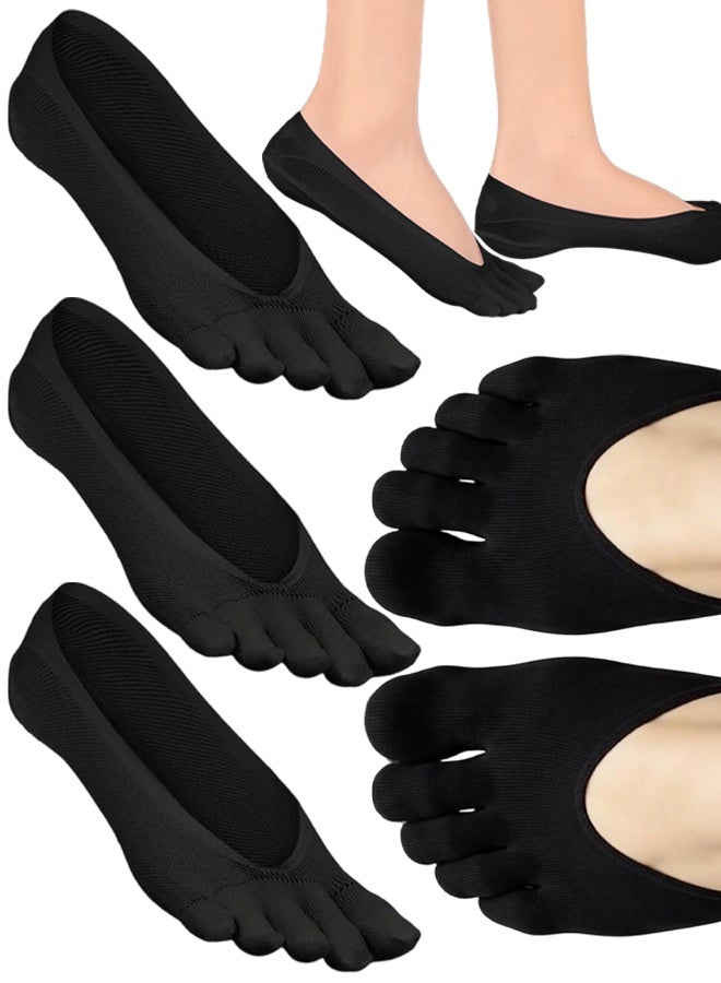 3 Pairs Toe Socks Women - No Show Toe Separator Socks For Women & Men, Five Fingers Running Socks, Liner Cotton Compression Toe Sox, Non-Slip For Sneaker Boat Shoes - Image 1