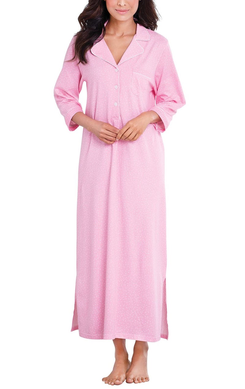 PajamaGram Womens Nightgown So Soft - Long Nightgowns for Women, Pink, M, 8-10 - Image 1