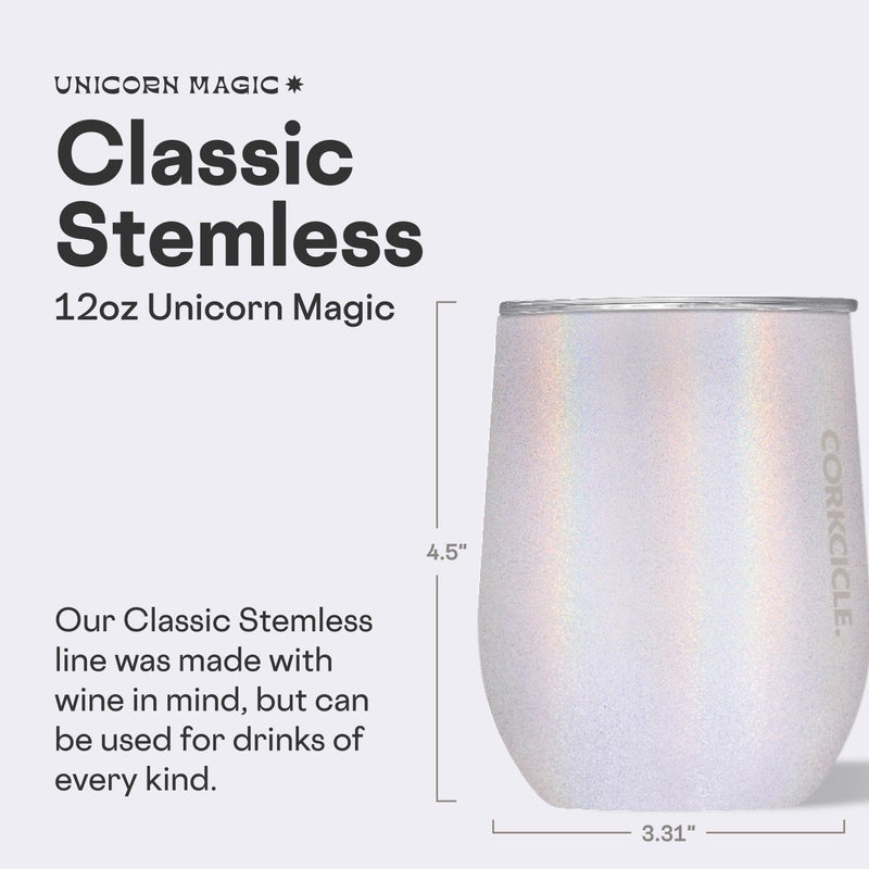 Corkcicle Stemless Wine Tumbler - Keeps Drinks Cold for 6 Hours - Triple-Insulated Stainless Steel - Non-Slip Base - Summer Drinkware Gift - Keeps Drinks Ice Cold - 12 oz - Unicorn Magic - Image 2