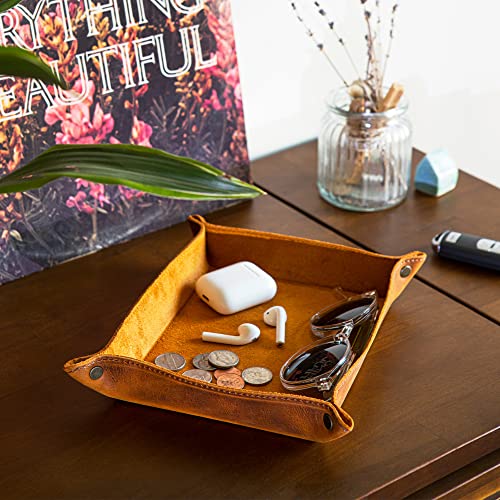 Londo Genuine Leather Tray Organizer - Practical Lightweight Water Resistant Computer Table Desk Storage Box for Wallets, Watches, Keys, Coins, Cell Phones and Office Equipment - Image 3