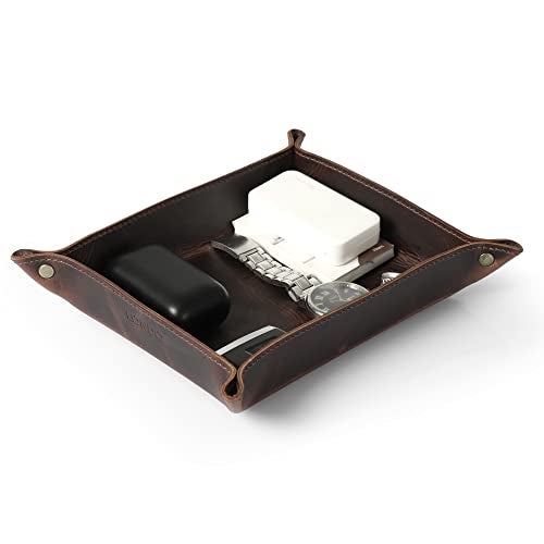 Londo Genuine Leather Tray Organizer - Practical Lightweight Water Resistant Computer Table Desk Storage Box for Wallets, Watches, Keys, Coins, Cell Phones and Office Equipment - Image 1