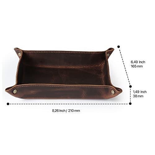 Londo Genuine Leather Tray Organizer - Practical Lightweight Water Resistant Computer Table Desk Storage Box for Wallets, Watches, Keys, Coins, Cell Phones and Office Equipment - Image 2