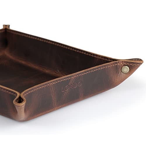 Londo Genuine Leather Tray Organizer - Practical Lightweight Water Resistant Computer Table Desk Storage Box for Wallets, Watches, Keys, Coins, Cell Phones and Office Equipment - Image 4