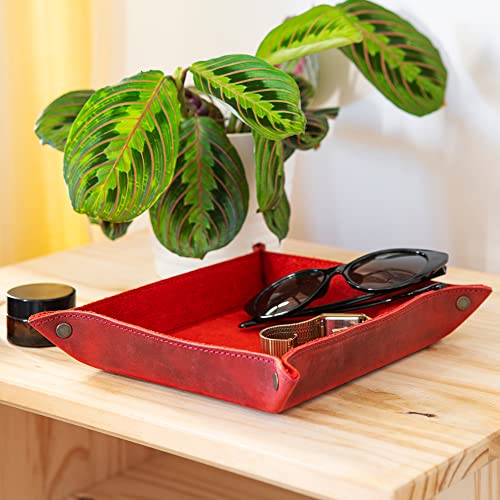 Londo Genuine Leather Tray Organizer - Practical Lightweight Water Resistant Computer Table Desk Storage Box for Wallets, Watches, Keys, Coins, Cell Phones and Office Equipment - Image 5