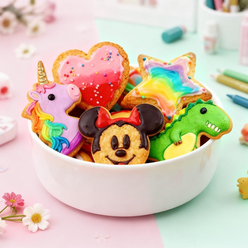 MINO ANT Stainless Steel Cookie Cutters, Mickey Unicorn Dinosaur Heart Star Cookie Cutters, Metal Biscuit Cutter Molds for Baking or Valentine's Day Christmas Holiday Party Decorations - Image 5