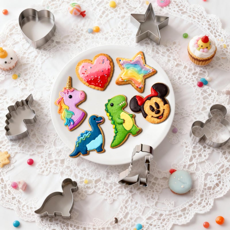 MINO ANT Stainless Steel Cookie Cutters, Mickey Unicorn Dinosaur Heart Star Cookie Cutters, Metal Biscuit Cutter Molds for Baking or Valentine's Day Christmas Holiday Party Decorations - Image 2