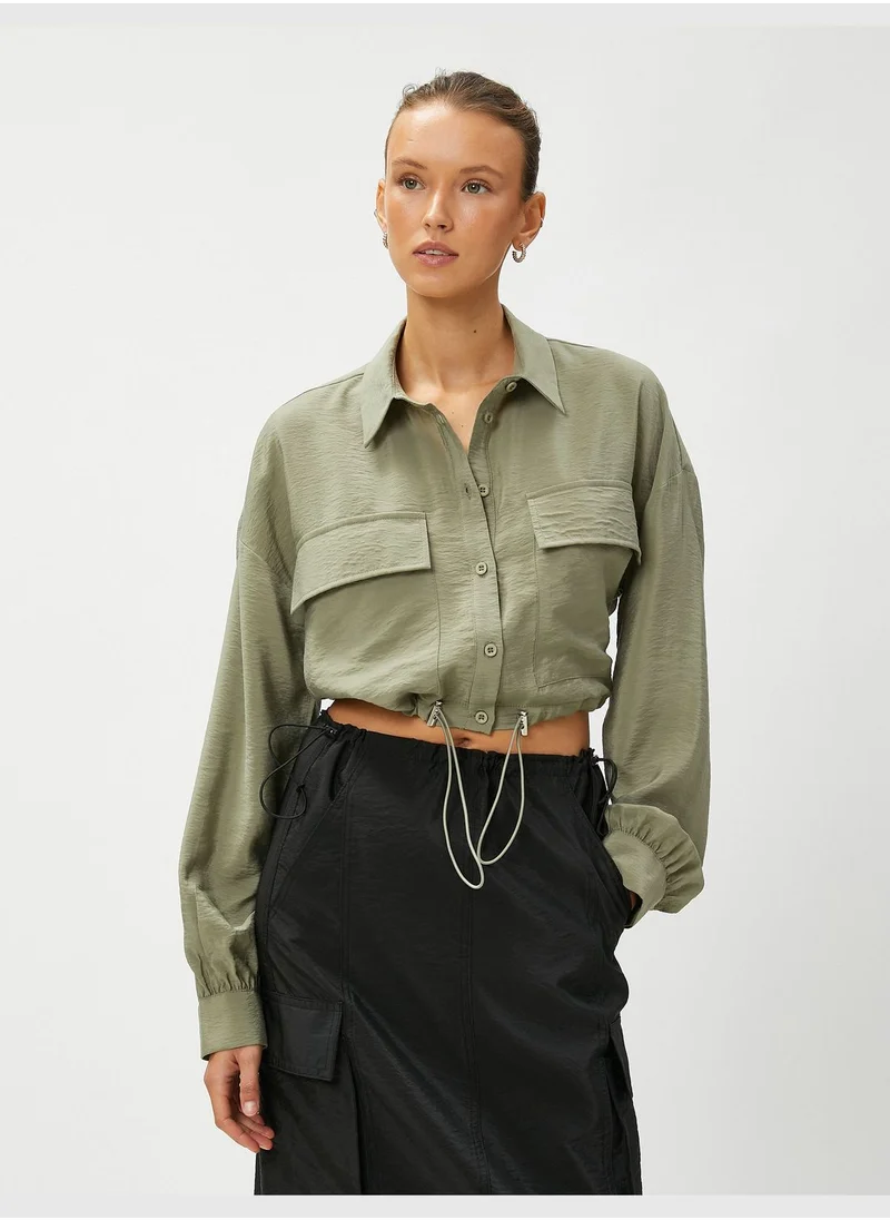 KOTON Crop Shirred Waist Shirt