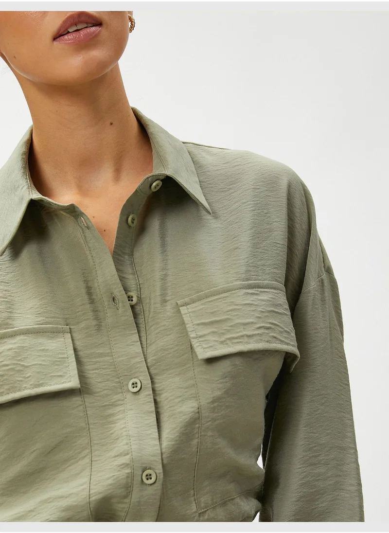 KOTON Crop Shirred Waist Shirt