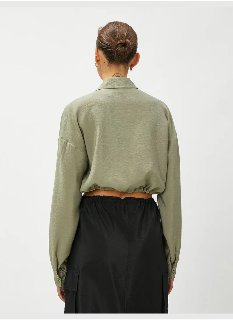 KOTON Crop Shirred Waist Shirt
