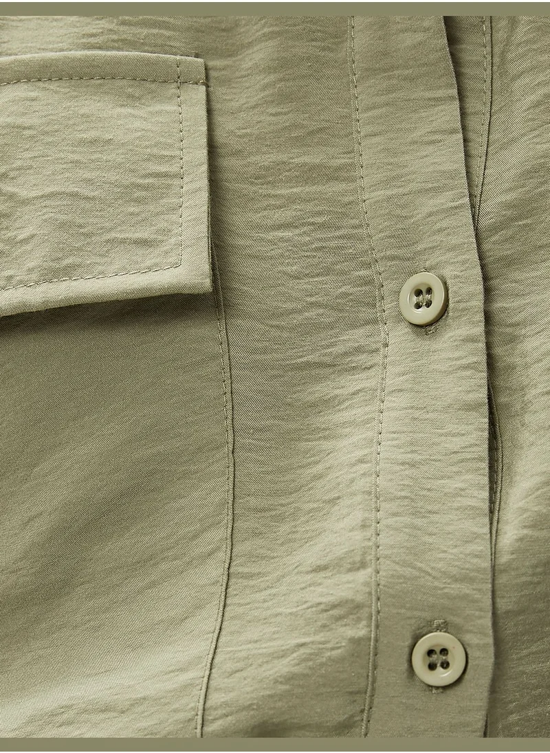 KOTON Crop Shirred Waist Shirt