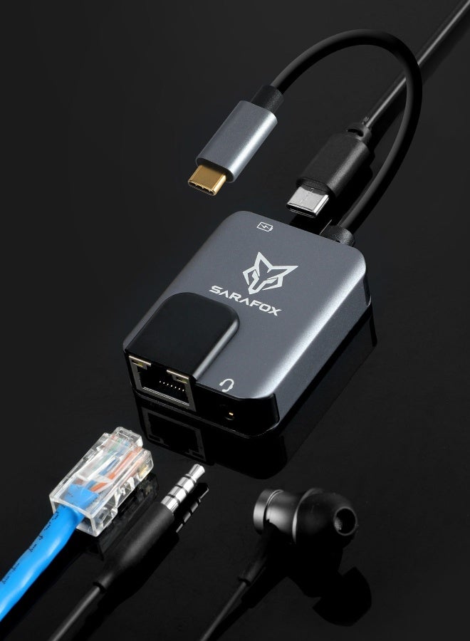 Sarafox 3-in-1 Gaming Adapter & Converter Dongle, Type-C USB Hub with 3.5mm Audio, RJ45 Ethernet 1000Mbps Network Adapter, PD 3.0 Fast Charging, Low Latency Gaming Adapter for PUBG – Compatible with Razer, Xiaomi, RedMagic, iPad, iPhone, Samsung, Android Phones, Laptops & Gaming Devices - Image 4
