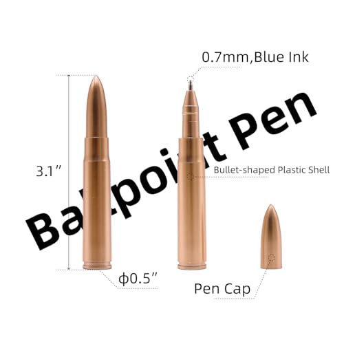 LuciPaw Bullet Shaped Pens – Plastic Metallic-Look Novelty Ballpoint Pens for Military Fans, Party Favors, Office Gifts, Tactical Desk Display, Collectible Souvenir for Events (20) - Image 2