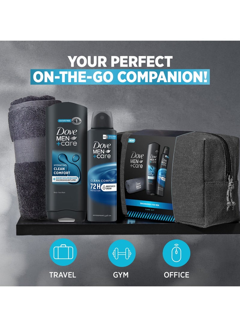 DOVE MEN Clean Comfort Gift Set Includes Body Wash, Deodorant & Face Towel 3 Pcs  - Image 4