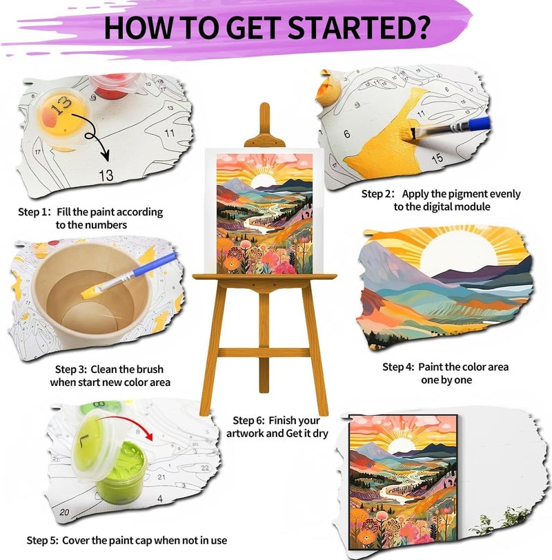 ChicAbode Paint by Numbers Kits for Adults, Landscape DIY Oil Painting on Canvas, Acrylic Paints Included, Home Wall Decor, No Frame, 16x20 Inch (40x50 cm) - Image 5