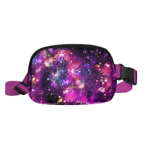 WIRESTER Unisex Waist Belt Bag with Adjustable Strap Fashionable Crossbody Fanny Pack Bag For Travel Running Hiking Purple Nebula Galaxy - Image 1