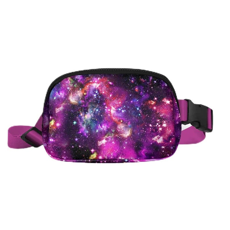 WIRESTER Unisex Waist Belt Bag with Adjustable Strap Fashionable Crossbody Fanny Pack Bag For Travel Running Hiking Purple Nebula Galaxy - Image 2