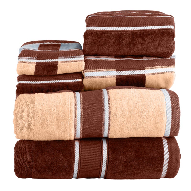 Lavish Home 6 Piece Bathroom Towels Set - 525 GSM 100% Cotton Bathroom Accessories - 2 Bath Sheets, 2 Hand Cloths , and 2 Wash Cloths - Soft Towel Set for Shower, Gym, Dorm, and Spa (Beige) - Image 1