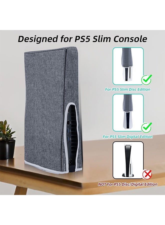VINSOC Vertical Dust Cover for PS5 Slim Console Only, Precision Cut Protective Case Anti Scratch Cover Sleeve for Playstation 5 Slim Console Digital and Disc Edition - Grey - Image 2