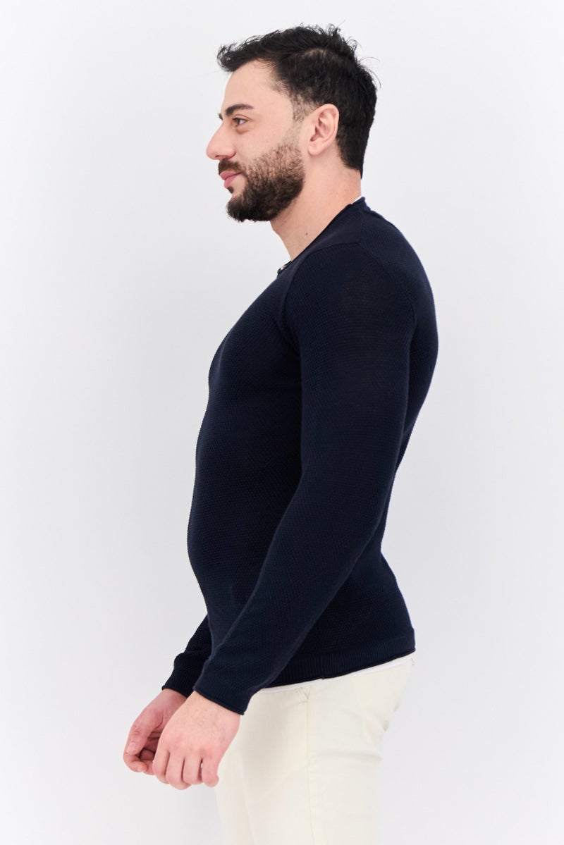 Sorbino Men Crew Neck Long Sleeves Plain Sweatshirt, Navy Combo  - Image 2