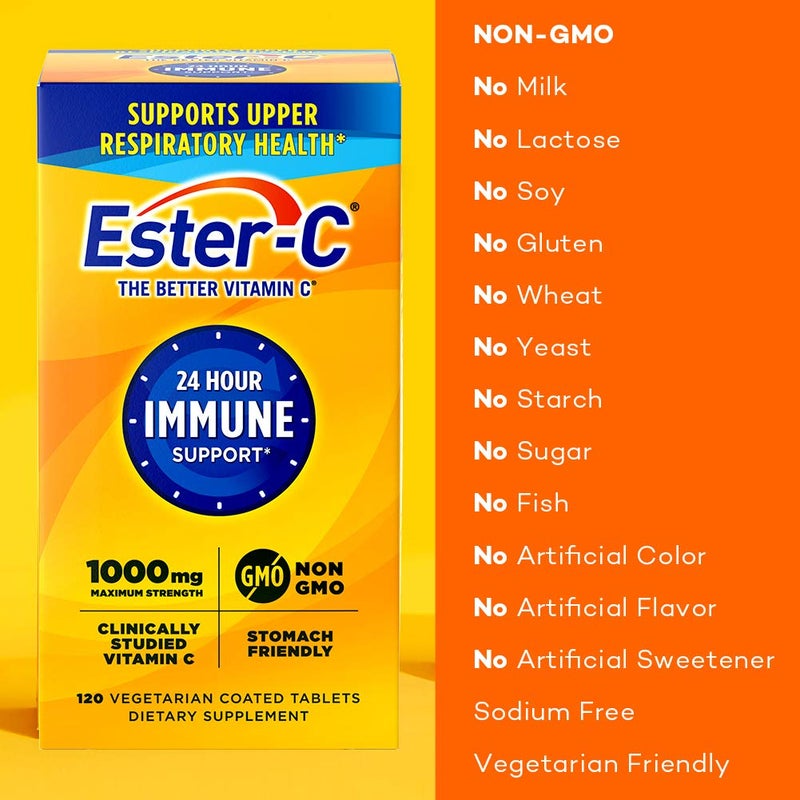 Ester - C Ester-C Vitamin C 1000 mg Coated Tablets, Immune System Booster, Stomach-Friendly Supplement, 120 Count - Image 3