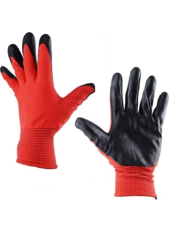 Mafel - Eli Nitrile 007 Work Gloves No:10 Xl 100 Pieces Red-Black - Image 1