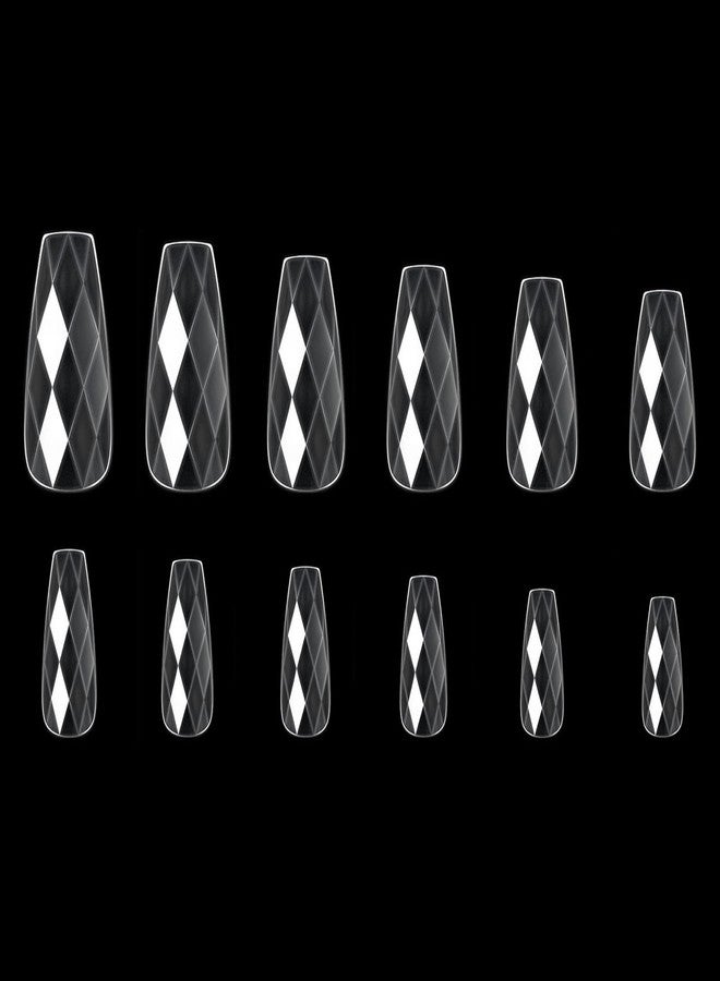 KADS 3D Diamond Shape Nail Tips Nail Tips 12/14 Sizes Soft Gel Pre-Shaped Full Cover Clear Acrylic Fake Nails Press on False Nail Tips for Nail Extension Salon Manicure Home DIY (5, 120Pcs) - Image 2