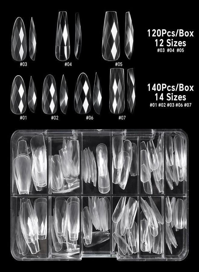 KADS 3D Diamond Shape Nail Tips Nail Tips 12/14 Sizes Soft Gel Pre-Shaped Full Cover Clear Acrylic Fake Nails Press on False Nail Tips for Nail Extension Salon Manicure Home DIY (5, 120Pcs) - Image 5