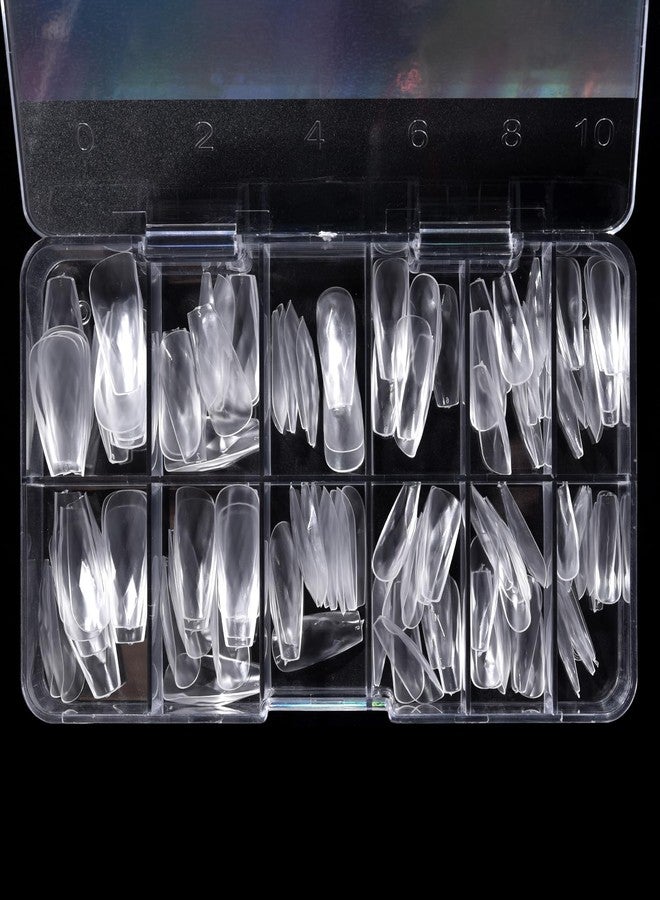 KADS 3D Diamond Shape Nail Tips Nail Tips 12/14 Sizes Soft Gel Pre-Shaped Full Cover Clear Acrylic Fake Nails Press on False Nail Tips for Nail Extension Salon Manicure Home DIY (5, 120Pcs) - Image 3