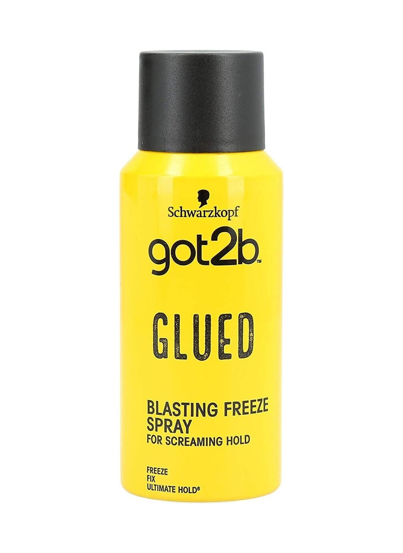 Got2b - Schwarzkopf got2b Glued Blasting Freeze Spray, Strong Hold Hairspray for Up to 72 Hours, Vegan, Silicone Free, 100 ml - Image 1