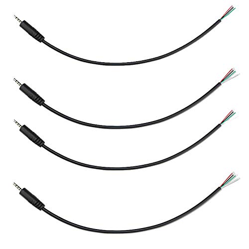 Accessonico 4 Pack Replacement 3.5mm Male Plug to Bare Wire Open End Headset TRRS Cord 4 Pole 1/8" Jack Stereo Audio Cable for Headphone Microphone Repair Cable 3.5mm Plug Connector for Earphone (12in) - Image 1
