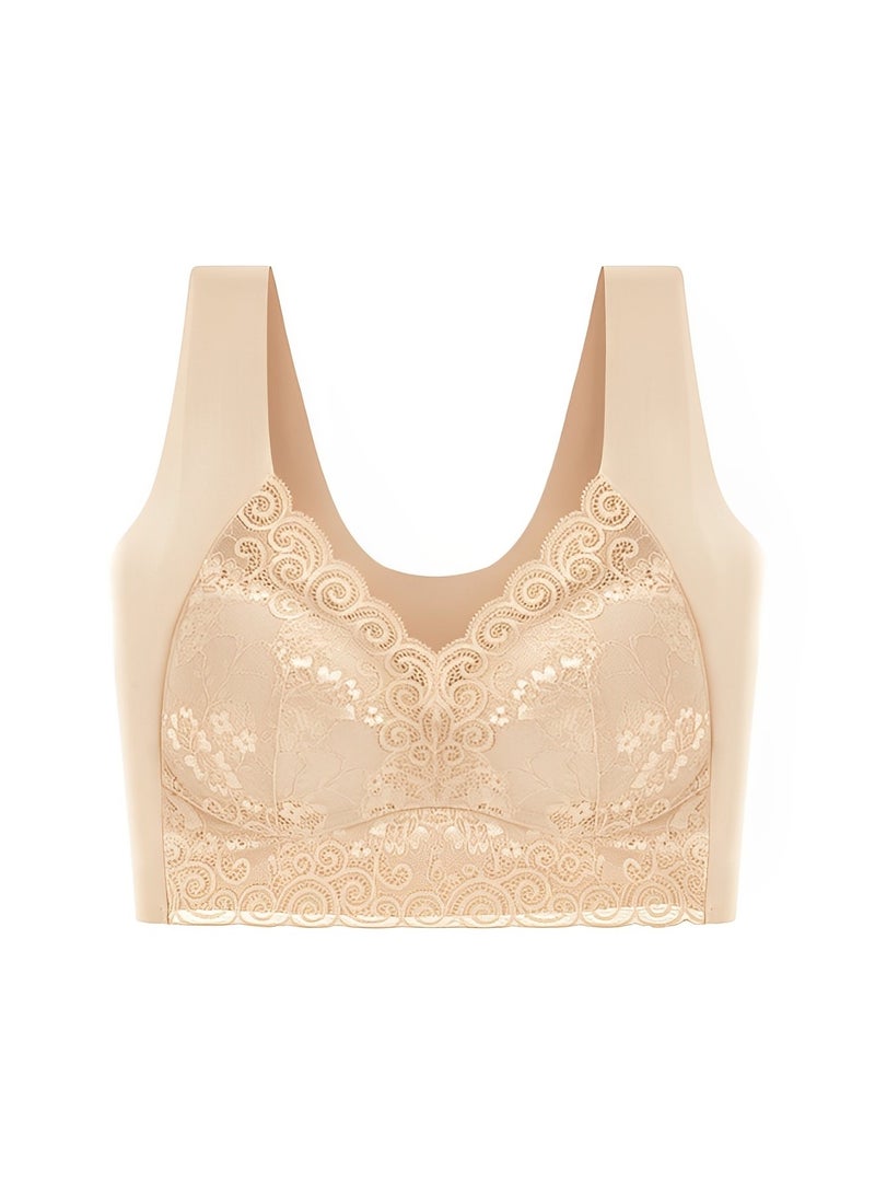 REOCLE Women's Lace Bra Lace Beauty Back Wire Free Bra Comfort Wireless Bras Full Coverage Back Support Posture Bra - Image 2