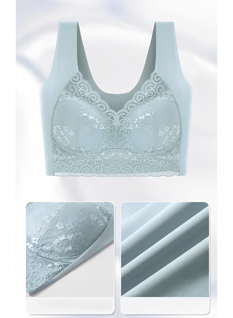 REOCLE Women's Lace Bra Lace Beauty Back Wire Free Bra Comfort Wireless Bras Full Coverage Back Support Posture Bra - Image 3