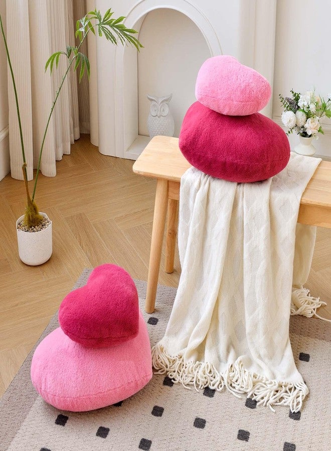 XVTRU Heart Pillow, Soft Peach Pink Heart Shaped Pillow, Cute Faux Rabbit Fur Room Decorative Throw Pillow, 12.9"x9.8" Heart Plush Cushion for Couch Bed Kid Girls Women Valentine's Day Gift - Image 5