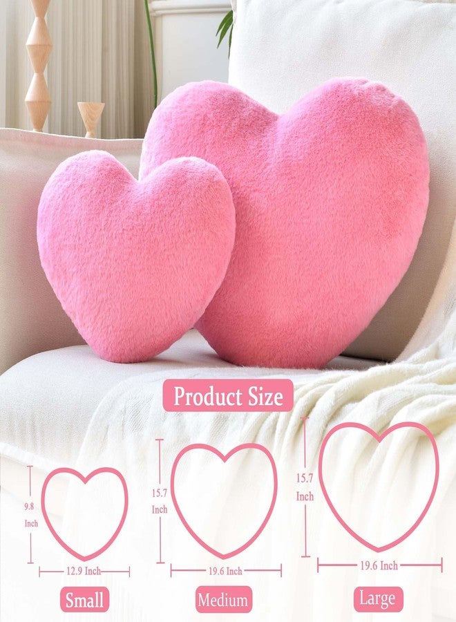 XVTRU Heart Pillow, Soft Peach Pink Heart Shaped Pillow, Cute Faux Rabbit Fur Room Decorative Throw Pillow, 12.9"x9.8" Heart Plush Cushion for Couch Bed Kid Girls Women Valentine's Day Gift - Image 2
