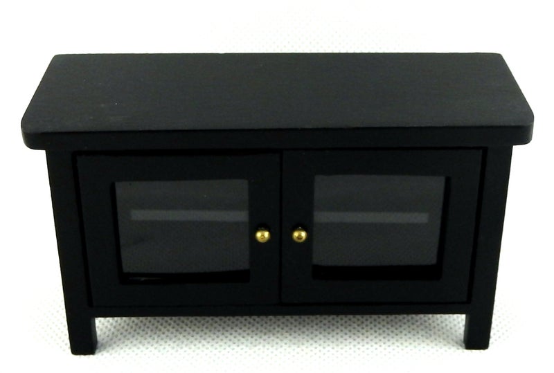 Classics by Handley Dollhouse Miniature Black Television Stand - Image 2