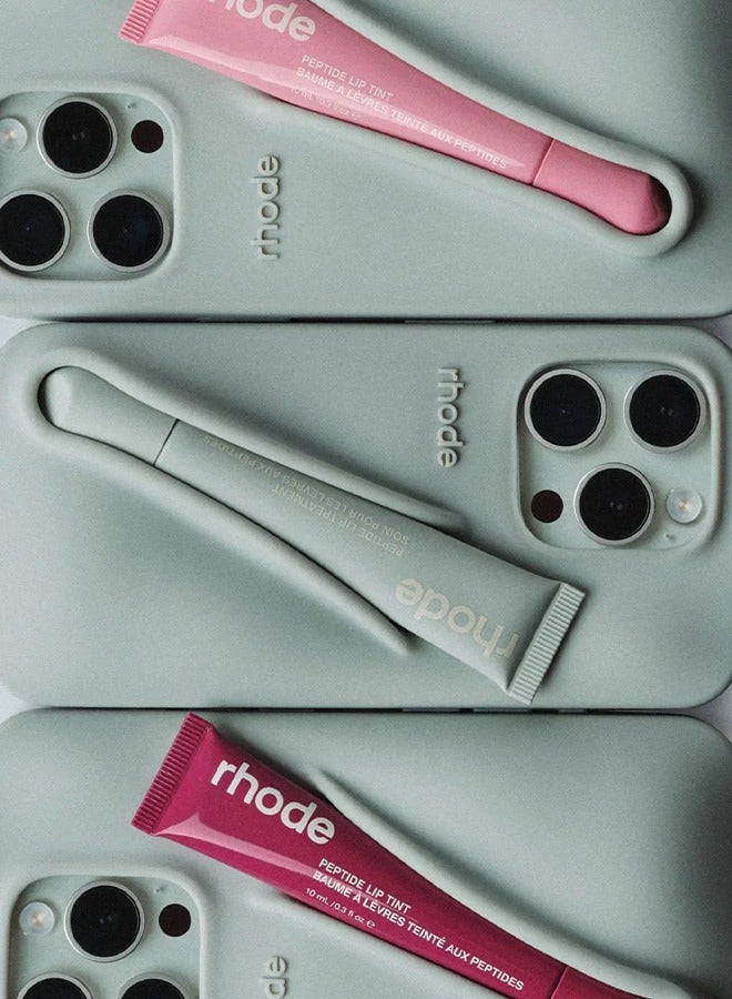 rhode Peptide Lip Color Silicone Phone Case, Phone Back Adhesive Lip Holder, Liquid Silicone Camera Protection Case and Lip Balm Design, Suitable for IPhone 15 Pro -  Gray + Rhode Vanilla - Image 5