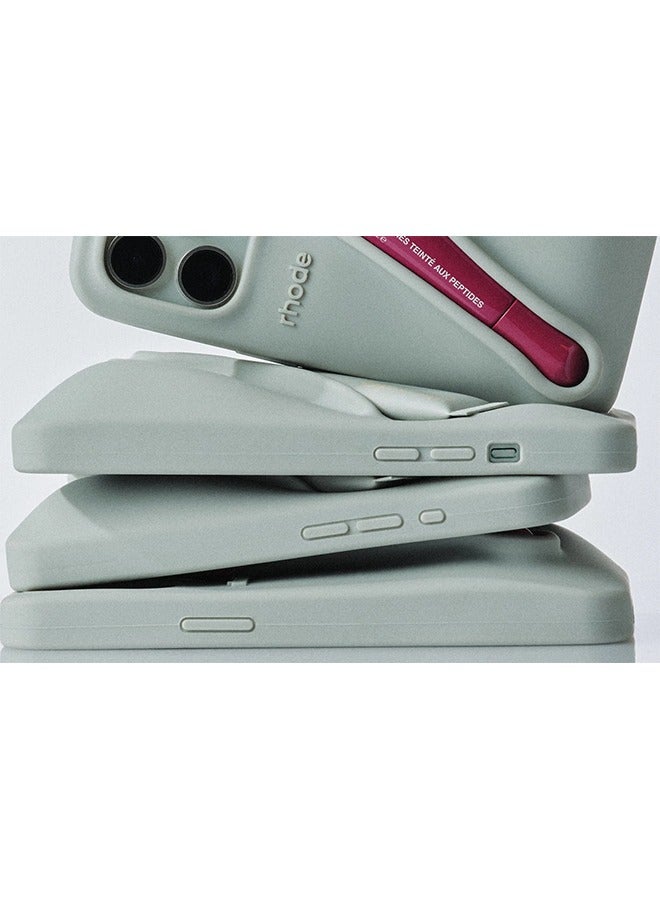 rhode Peptide Lip Color Silicone Phone Case, Phone Back Adhesive Lip Holder, Liquid Silicone Camera Protection Case and Lip Balm Design, Suitable for IPhone 15 Pro -  Gray + Rhode Vanilla - Image 3