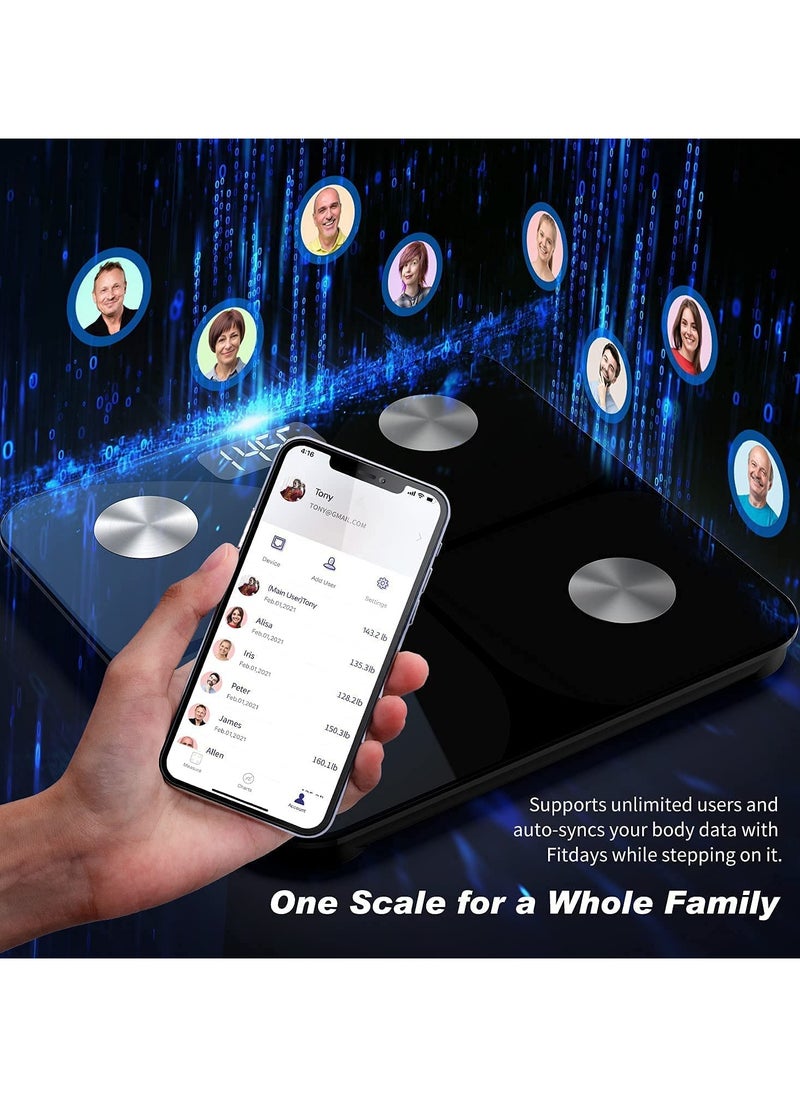 Scales for Body Weight - Smart Body Fat Scales Composition Analyzer Monitor, High Precision Measuring for BMI, Visceral Fat, Muscle, Body Age etc, Smart APP...