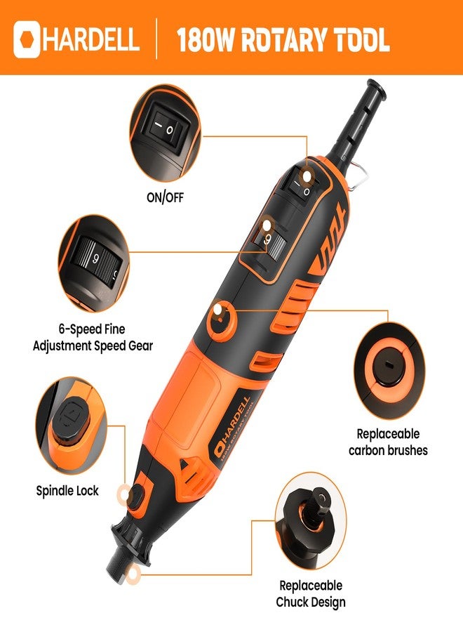 HARDELL Rotary Tool Kit - 180W Corded Rotary Tools, 6 Variable Speeds with 56 Attachments, 8000-35000RPM, for Cutting, Sanding, Engraving, Wood Carving, Polishing Crafts - Image 2