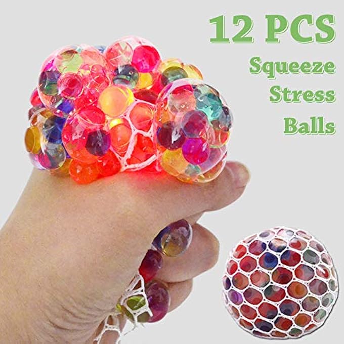 K.E.J. Squish Stress Ball 12 Pack LED Mesh Anti-Stress Ball Toys Easter Gift Squeeze Ball Fun for Boys Girls and Adults Relieve Tension, Stress - Home, Travel and Office Use - Image 2