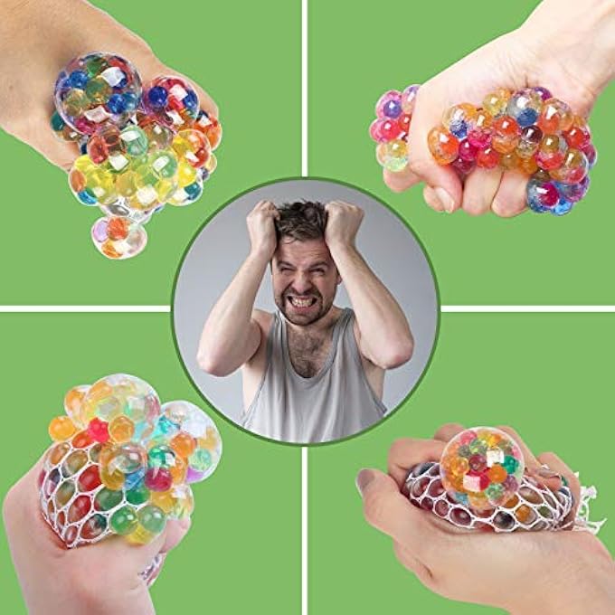 K.E.J. Squish Stress Ball 12 Pack LED Mesh Anti-Stress Ball Toys Easter Gift Squeeze Ball Fun for Boys Girls and Adults Relieve Tension, Stress - Home, Travel and Office Use - Image 5