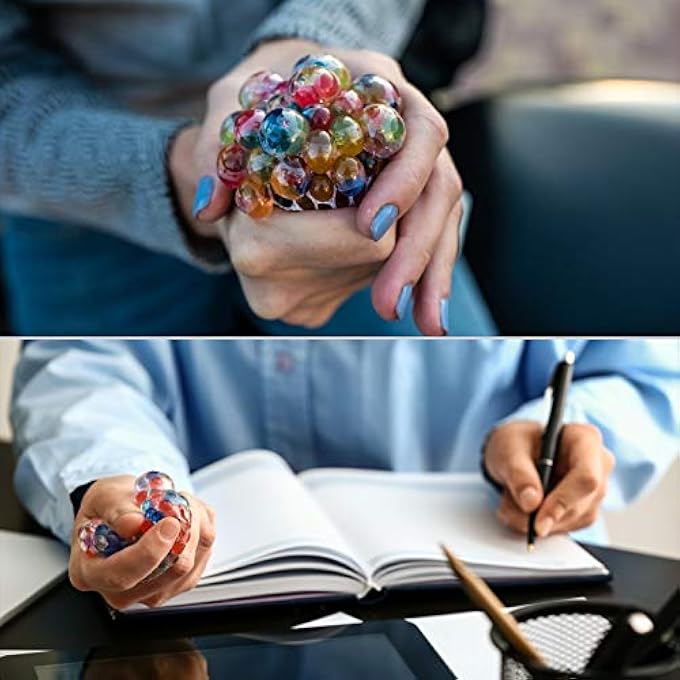 K.E.J. Squish Stress Ball 12 Pack LED Mesh Anti-Stress Ball Toys Easter Gift Squeeze Ball Fun for Boys Girls and Adults Relieve Tension, Stress - Home, Travel and Office Use - Image 3