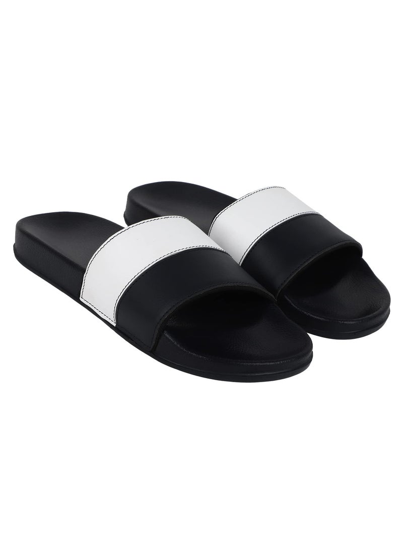 hummel CAMP MEN COLOUR BLOCK SLIDERS Comfortable Cushioned Sole Arch Support Durable Lightweight Flexible Trendy Style Flip flops and Slippers Slides for Men Daily use Chappal - UK 7 White - Image 1