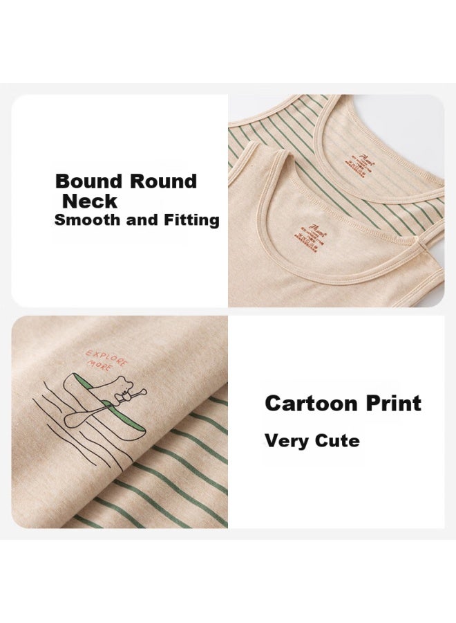 Top melon Dingguagua Natural Colored Cotton Children's Vest Breathable 2-pack Boys' Base Layer Belly Protection Spring Autumn Wearable 140 - Image 5