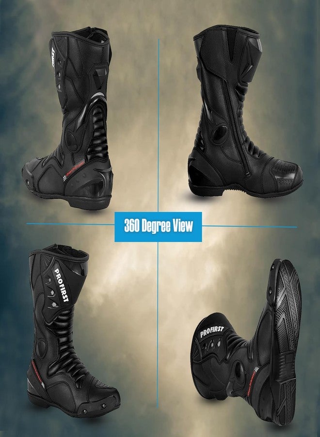 PROFIRST Motorbike Leather Boots Motorcycle Waterproof Motorbike Shoes Armored Boot Protection Anti Slip Racing Sports (Black, us_footwear_size_system, adult, men, numeric, medium, numeric_11), Black, - Image 5