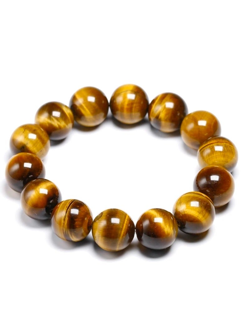 HADIGEMS 12mm Natural Gemstone TigerEye Strech Bracelet - Image 3