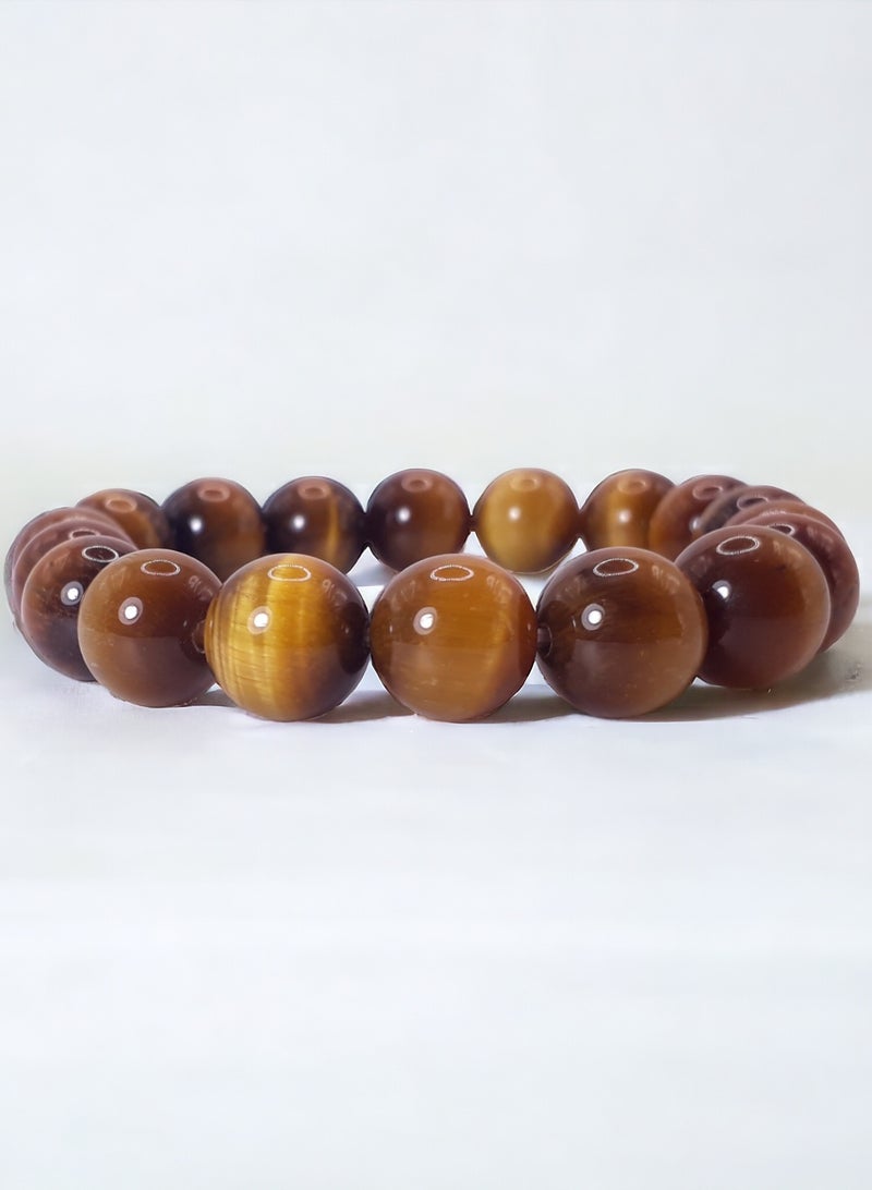 HADIGEMS 12mm Natural Gemstone TigerEye Strech Bracelet - Image 5
