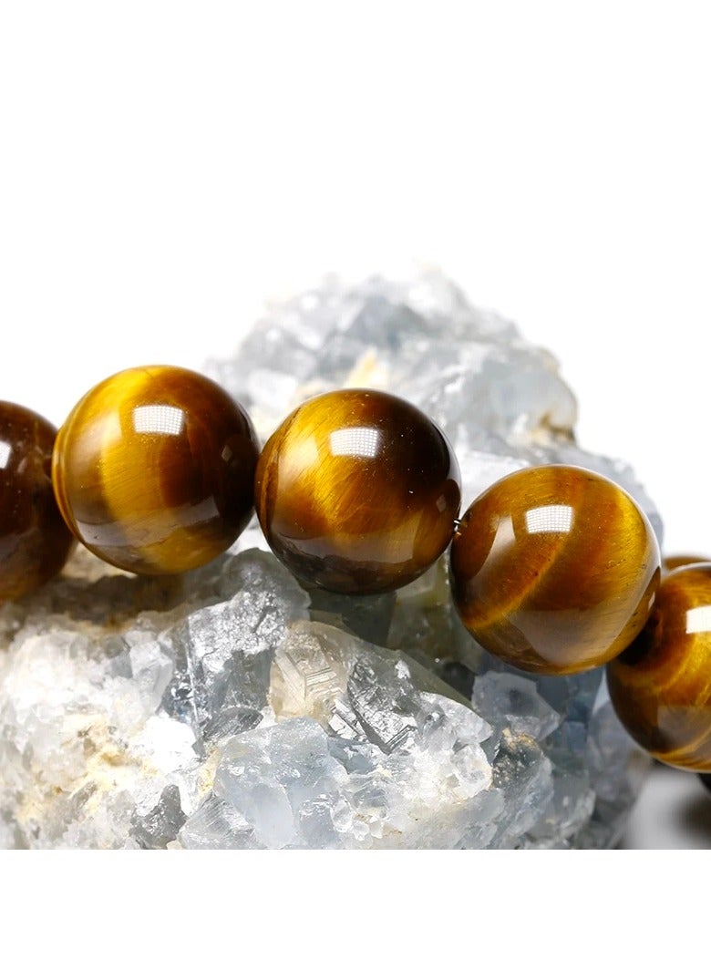 HADIGEMS 12mm Natural Gemstone TigerEye Strech Bracelet - Image 4
